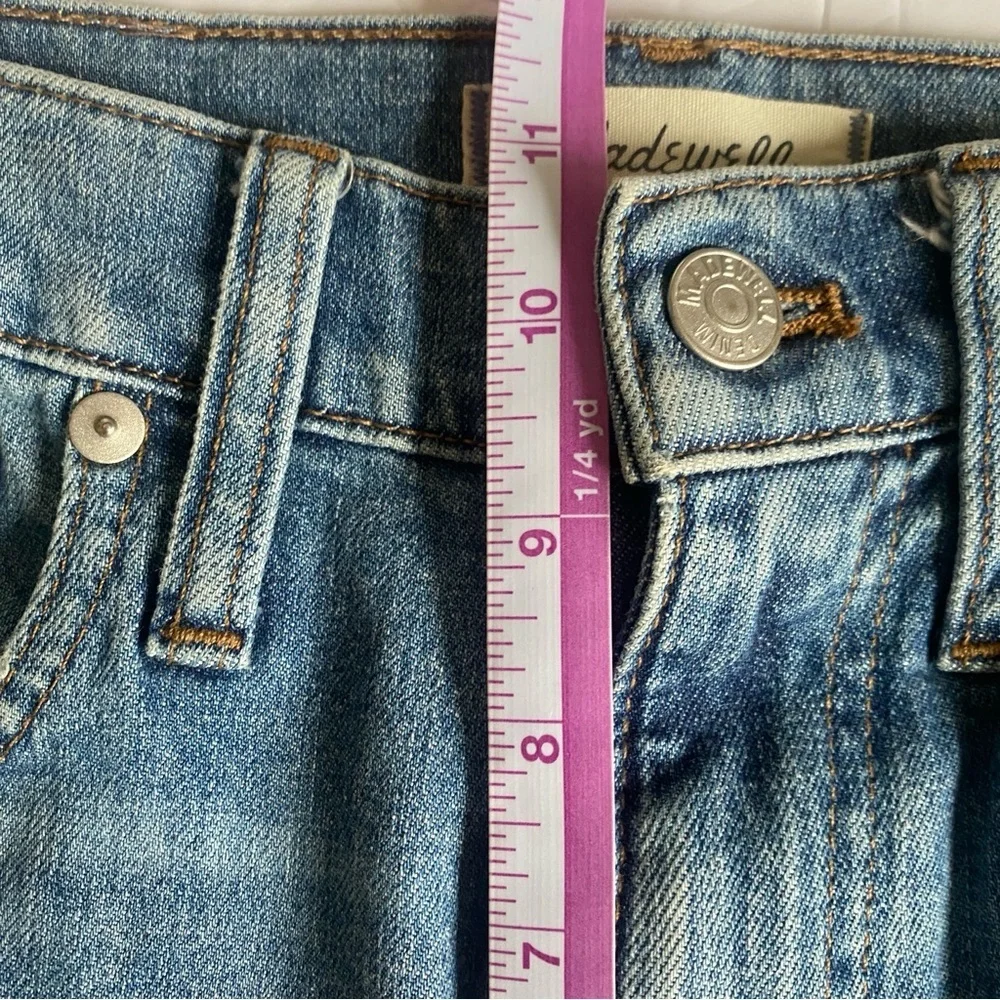 Madewell Denim Blue High Rise Slim BoyJean Raebrook‎ Wash Distressed Jeans Sz 25